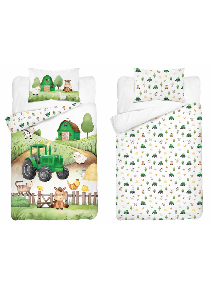 POŚCIEL DO ŁÓŻECZKA 90x120 FARMA ZIELONY TRAKTOR