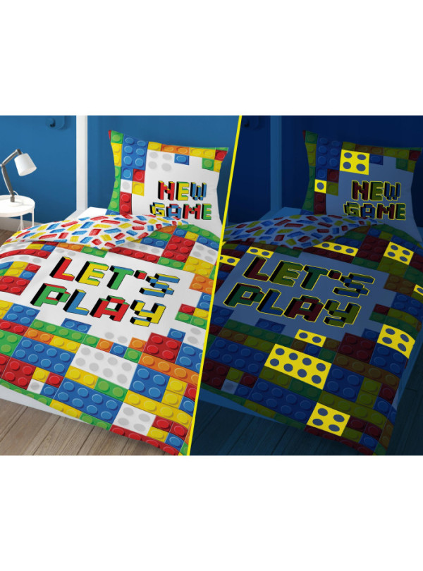 POŚCIEL 160x200 ŚWIECĄCA W CIEMNOŚCI KLOCKI 4021_A