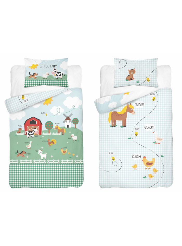POŚCIEL DO ŁÓŻECZKA 90x120 CZERWONA MAŁA FARMA