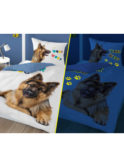 POŚCIEL 160x200 ŚWIECĄCA W CIEMNOŚCI PIES PIESEK 4023_A 2