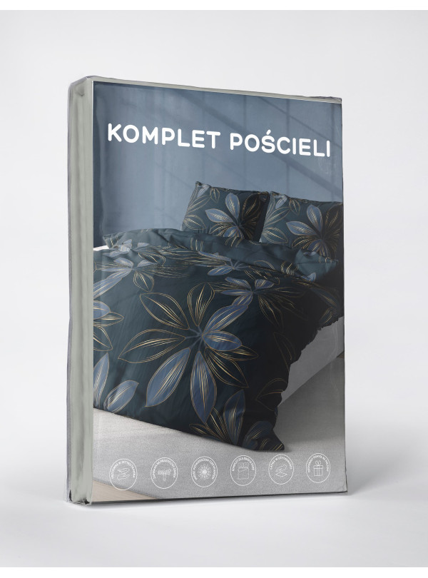 KOMPLET POŚCIELI 160x200 W KWIATY NIEBIESKA