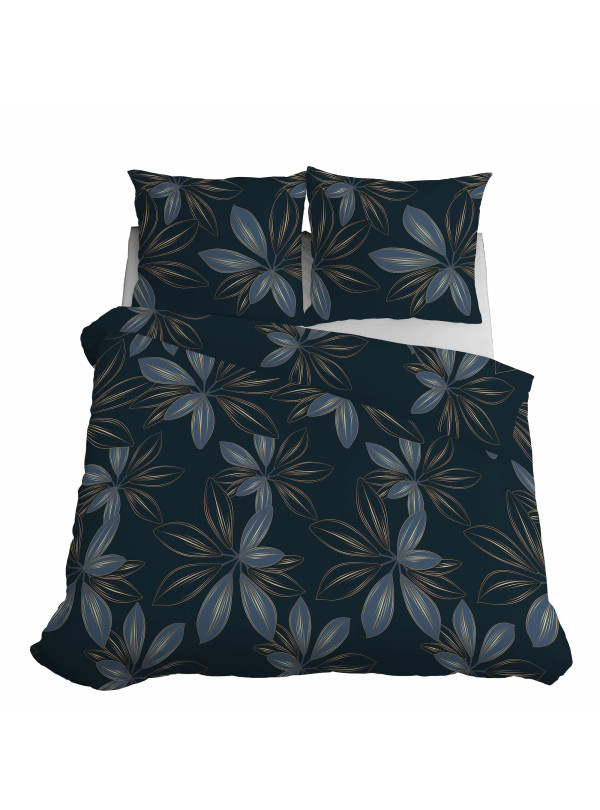 KOMPLET POŚCIELI 160x200 W KWIATY NIEBIESKA