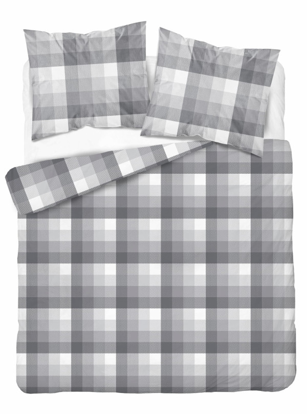 KOMPLET POŚCIELI 160x200 SZARA W KRATĘ 4590_A