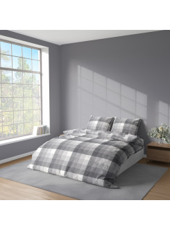 KOMPLET POŚCIELI 160x200 SZARA W KRATĘ 4590_A