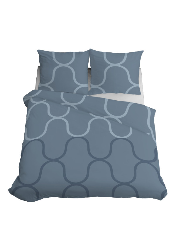 KOMPLET POŚCIELI 160x200 GEOMETRYCZNY NIEBIESKI