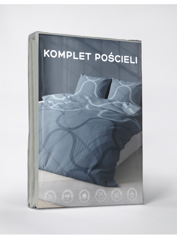 KOMPLET POŚCIELI 160x200 GEOMETRYCZNY NIEBIESKI