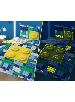 POŚCIEL 160x200 ŚWIECĄCA W CIEMNOŚCI KLOCKI 4229_A