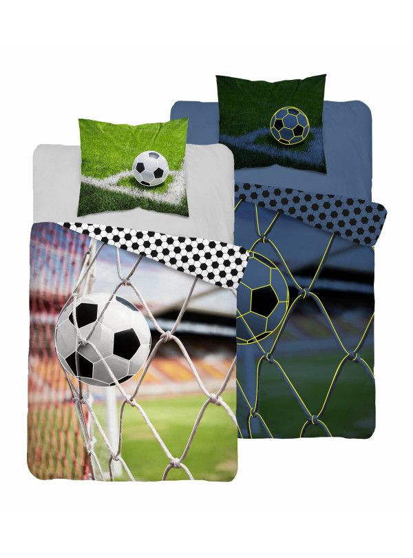 POŚCIEL 140x200 ŚWIECĄCA W CIEMNOŚCI PIŁKA NOŻNA SIATKA