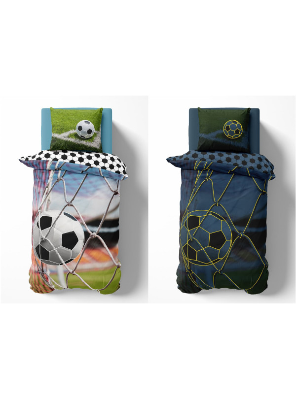POŚCIEL 140x200 ŚWIECĄCA W CIEMNOŚCI PIŁKA NOŻNA SIATKA