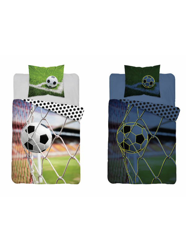 POŚCIEL 140x200 ŚWIECĄCA W CIEMNOŚCI PIŁKA NOŻNA SIATKA