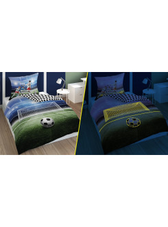 POŚCIEL 160x200 ŚWIECĄCA W CIEMNOŚCI PIŁKA NOŻNA PIŁKARZ 2