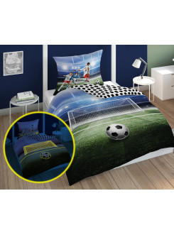 POŚCIEL 160x200 ŚWIECĄCA W CIEMNOŚCI PIŁKA NOŻNA PIŁKARZ