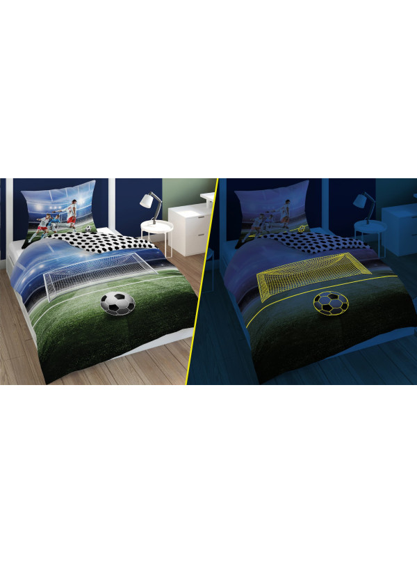 POŚCIEL 140x200 ŚWIECĄCA W CIEMNOŚCI PIŁKA NOŻNA PIŁKARZ