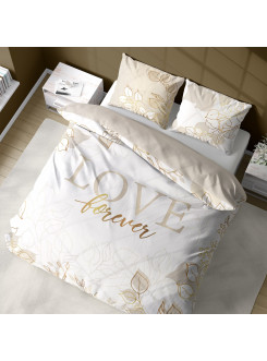 POŚCIEL BAWEŁNIANA 160x200 LOVE FOREVER BIAŁA