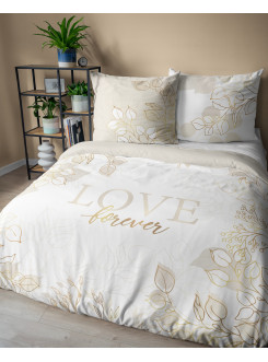 POŚCIEL BAWEŁNIANA 160x200 LOVE FOREVER BIAŁA 2