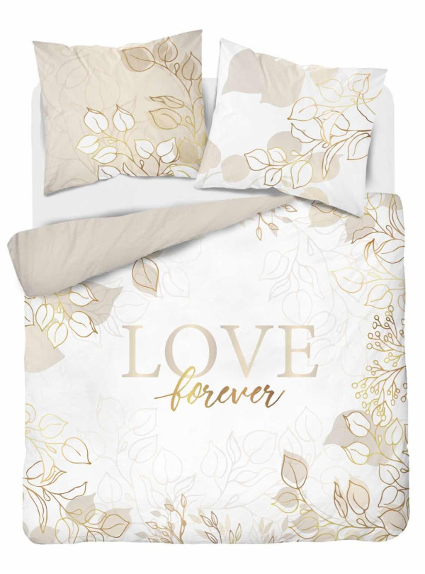 POŚCIEL BAWEŁNIANA 200x220 LOVE FOREVER BIAŁA