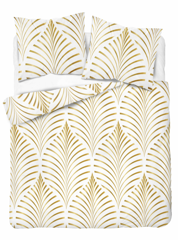 POŚCIEL BAWEŁNIANA 200x220 BIAŁO ZŁOTA 4693_A