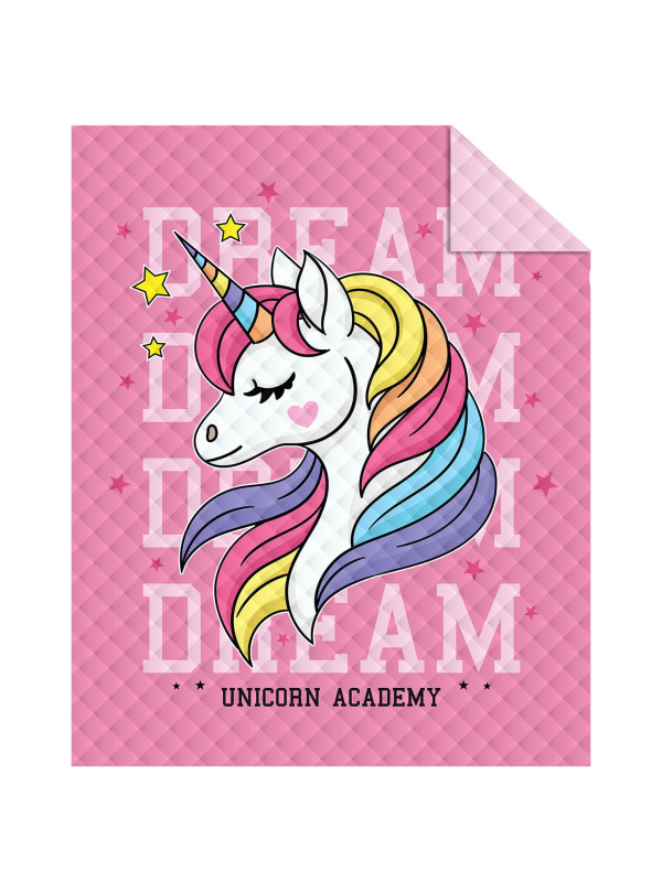 NARZUTA NA ŁÓZKO 170x210 PIKOWANA DZIECIĘCA JEDNOROŻEC RÓŻOWA