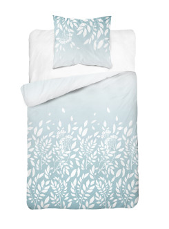 POŚCIEL BAWEŁNIANA 140x200 NIEBIESKA W BIAŁE LIŚCIE 4956_B 2