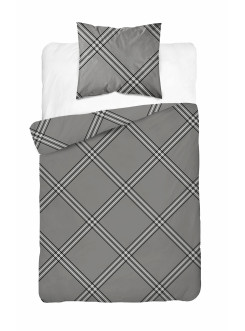 POŚCIEL BAWEŁNIANA 140x200 SZARA W PASKI 4959_B 2