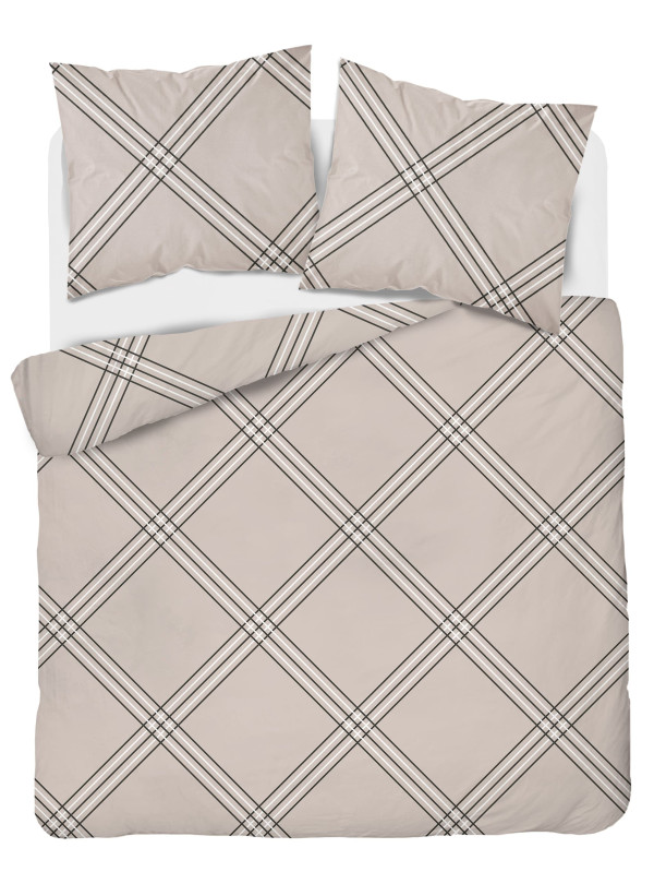 POŚCIEL BAWEŁNIANA 200x220 BEŻOWA W PASKI 4959_A