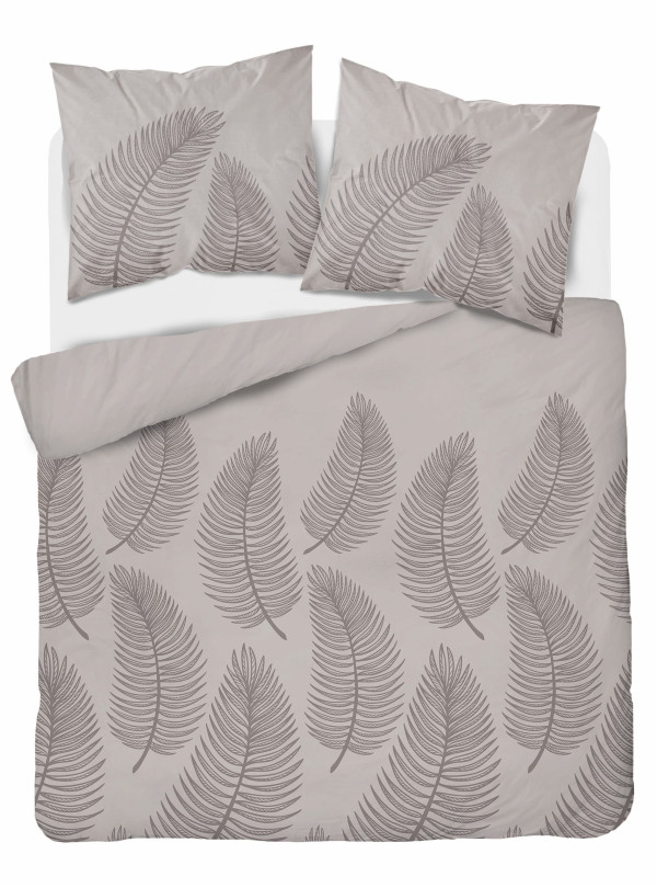 POŚCIEL BAWEŁNIANA 160x200 SZARA W LIŚCIE 4963_B