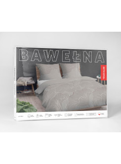 POŚCIEL BAWEŁNIANA 140x200 BEŻOWY W LIŚCIE KWIATY 4966_A 2