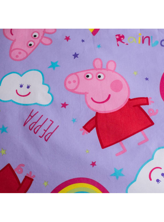 POŚCIEL DO ŁÓŻECZKA 100x135 DLA DZIECI ŚWINKA PEPPA TĘCZA