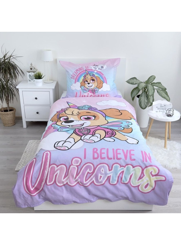 POŚCIEL BAWEŁNIANA 140x200 PSI PATROL SKYE JEDNOROŻEC