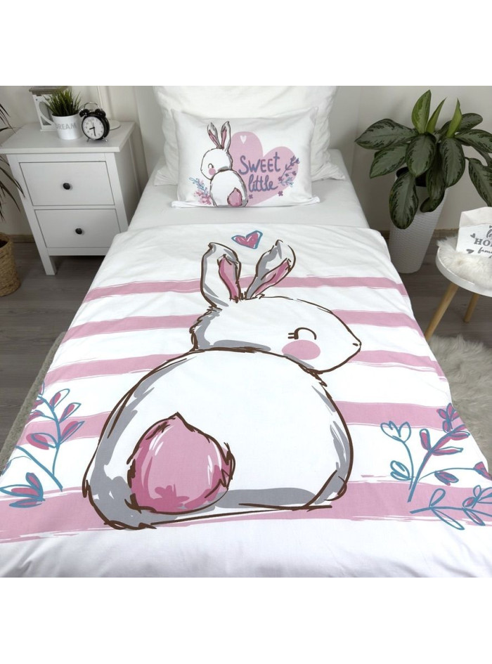 POŚCIEL DO ŁÓŻECZKA 100x135 RÓŻOWY KRÓLICZEK BUNNY