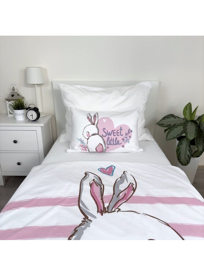 POŚCIEL DO ŁÓŻECZKA 100x135 RÓŻOWY KRÓLICZEK BUNNY