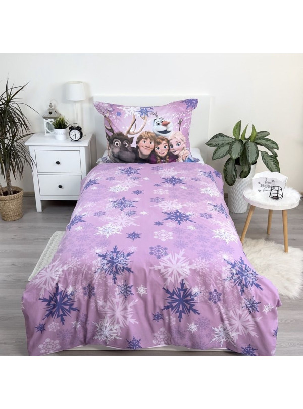 POŚCIEL BAWEŁNIANA 140x200 FROZEN KRAINA LODU FIOLETOWA
