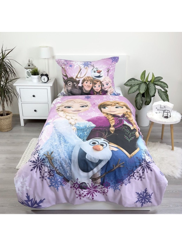 POŚCIEL BAWEŁNIANA 140x200 FROZEN KRAINA LODU FIOLETOWA