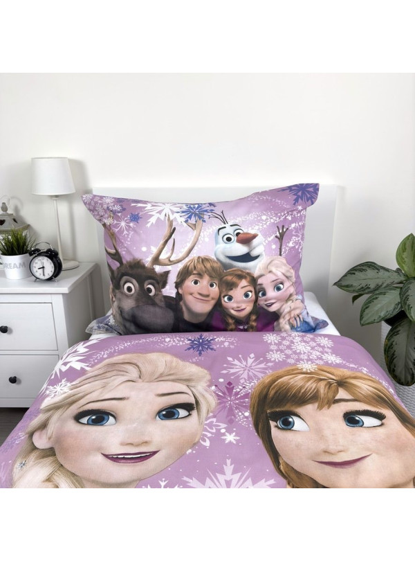 POŚCIEL BAWEŁNIANA 140x200 FROZEN KRAINA LODU FIOLETOWA