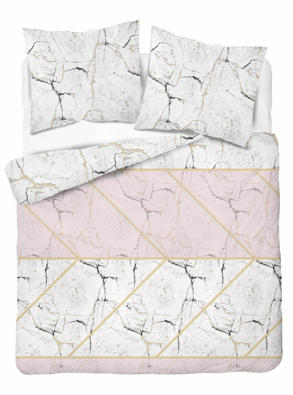 KOMPLET POŚCIELI 200x220 MARMUR BIAŁO RÓŻOWY