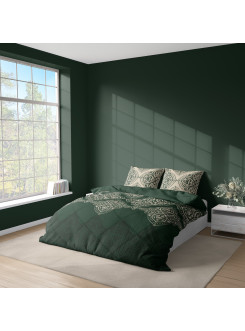 KOMPLET POŚCIELI 160x200 BUTELKOWA ZIELEŃ ORNAMENT