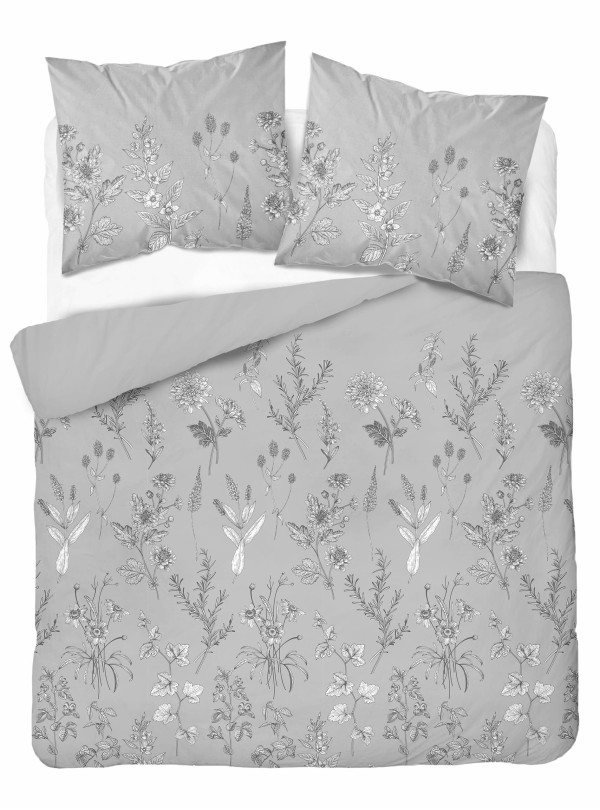 KOMPLET POŚCIELI 200x220 SZARY W KWIATY
