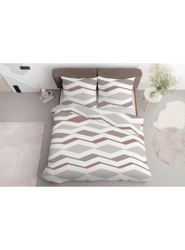 KOMPLET POŚCIELI 200x220 GEOMETRYCZNA BIAŁA