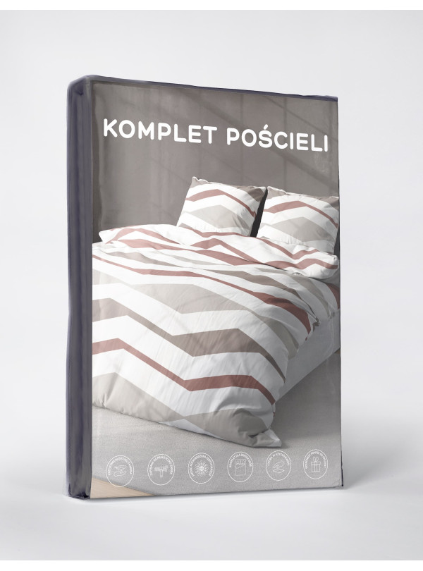 KOMPLET POŚCIELI 200x220 GEOMETRYCZNA BIAŁA
