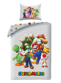 POŚCIEL 140x200 SUPER MARIO BROS LUIGI SZARA 2