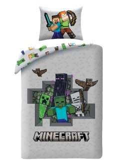 POŚCIEL 140x200 MINECRAFT ALEX STEVE CREEPER SKELETON ENDERMAN MNC-496