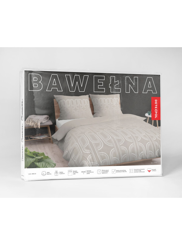 POŚCIEL BAWEŁNIANA 200x220 BEŻOWA 4853_B