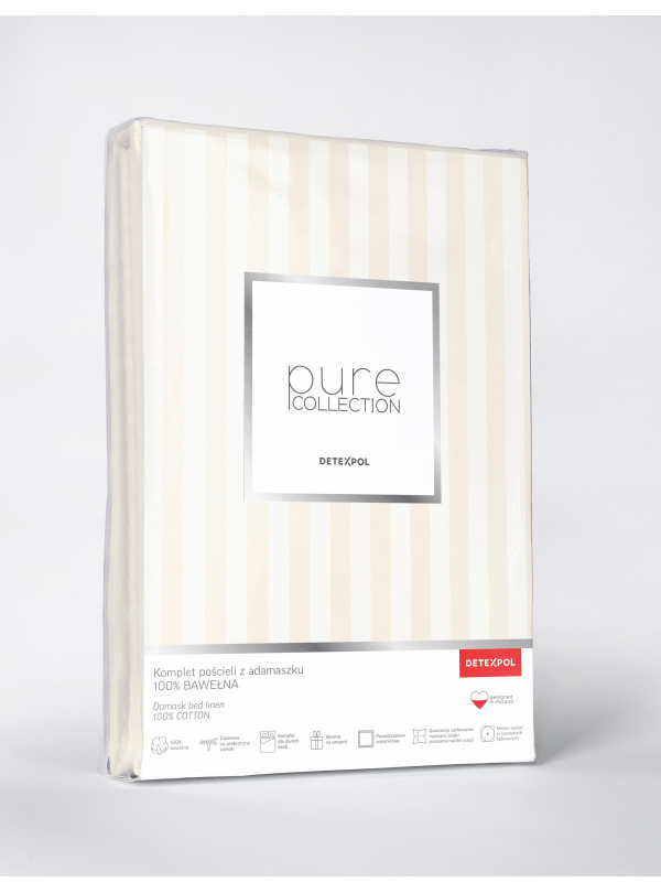 KOMPLET POŚCIELI 200x220 ADAMASZEK ECRUE HOTELOWA PREMIUM