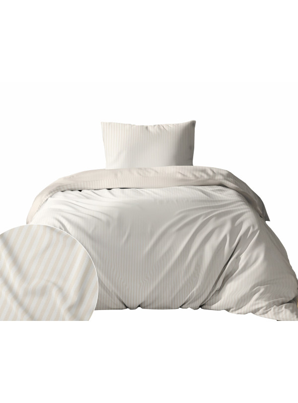 KOMPLET POŚCIELI 200x220 ADAMASZEK ECRUE HOTELOWA PREMIUM