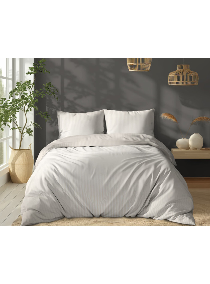 KOMPLET POŚCIELI 200x220 ADAMASZEK ECRUE HOTELOWA PREMIUM