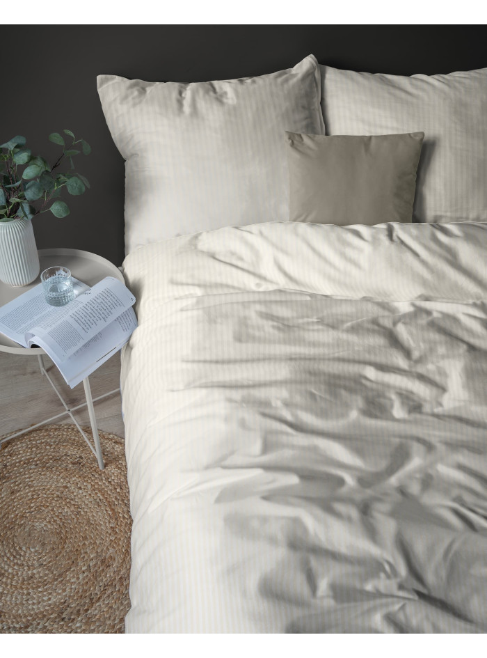 KOMPLET POŚCIELI 200x220 ADAMASZEK ECRUE HOTELOWA PREMIUM