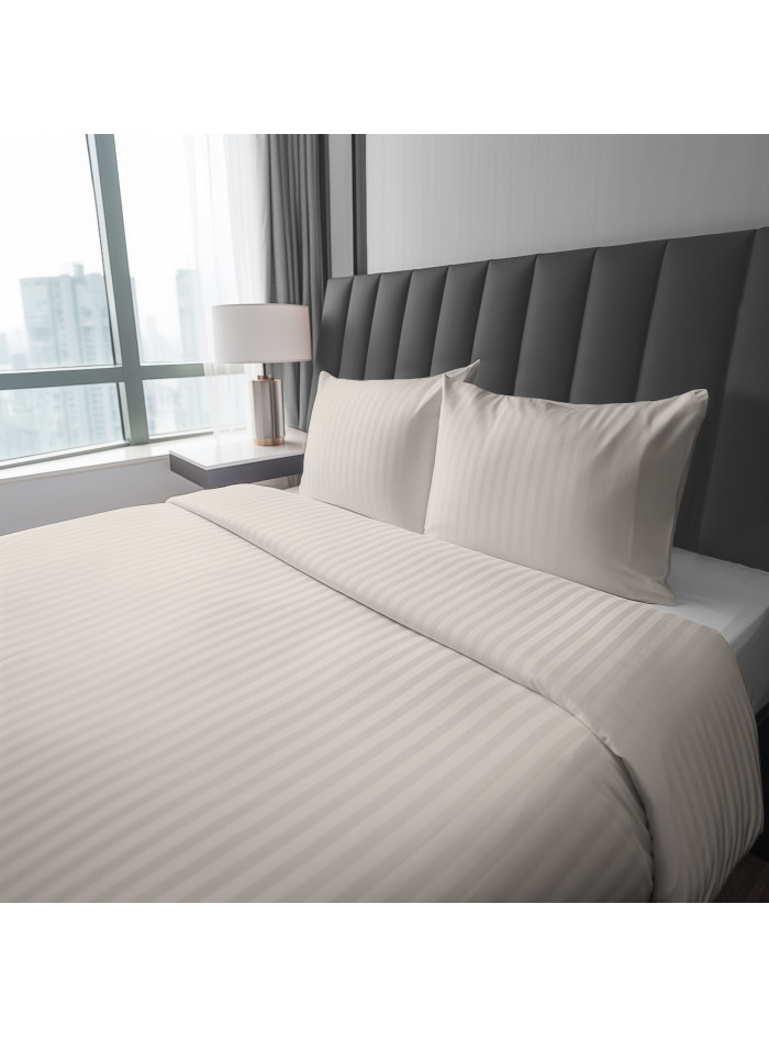 KOMPLET POŚCIELI 200x220 ADAMASZEK ECRUE HOTELOWA PREMIUM
