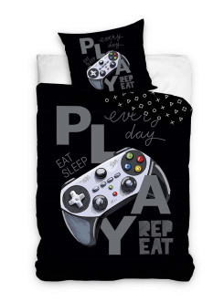 POŚCIEL MŁODZIEŻOWA 135x200 DLA GRACZA GAMER GAME OVER CZARNA