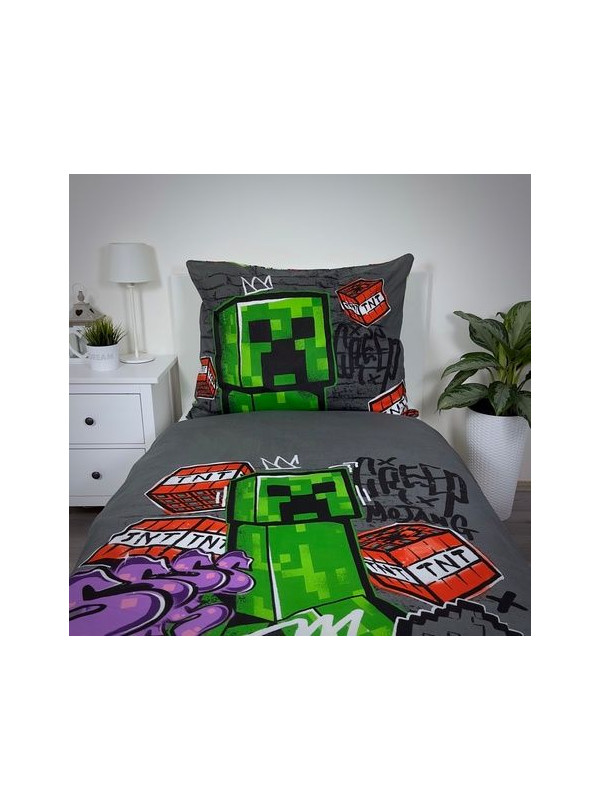 POŚCIEL 140x200 MINECRAFT CREEPER BOOM 100% BAWEŁNA