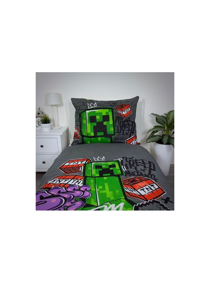 POŚCIEL 140x200 MINECRAFT CREEPER BOOM 100% BAWEŁNA